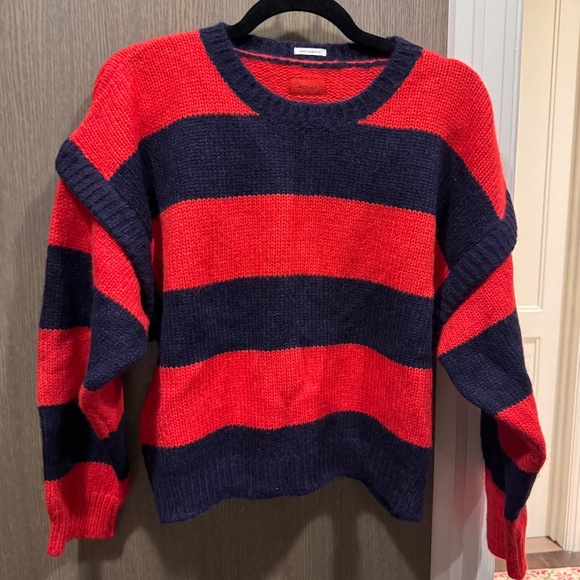 MOTHER Red and Navy Striped Sweater - Picture 1 of 1
